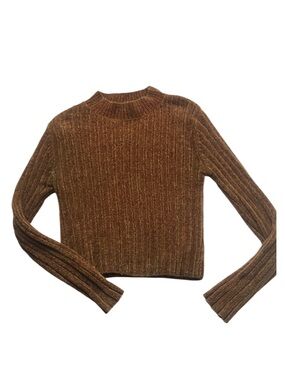 Forever 21 Ribbed Chenille Knit Mock Neck Cropped Sweater